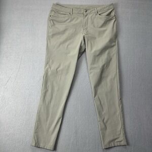 Lululemon ABC Slim Fit Warpstreme Pants 36 (37x32) Beige Performance Chino Golf
